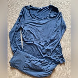 Kindred Bravely Jane Nursing Pajama Set in Slate Blue, Large